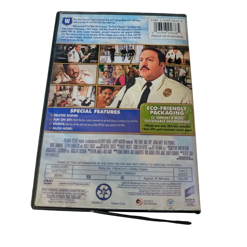 Sony Paul Blart Mall Cop DVD Unisex One Size Black Good Kevin James Comedy